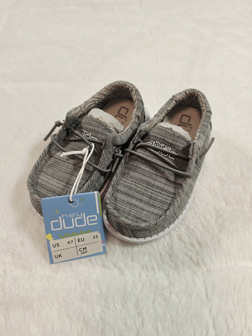 Hey Dude Baby Gray Knit Slip-On Shoes with Bungee Laces